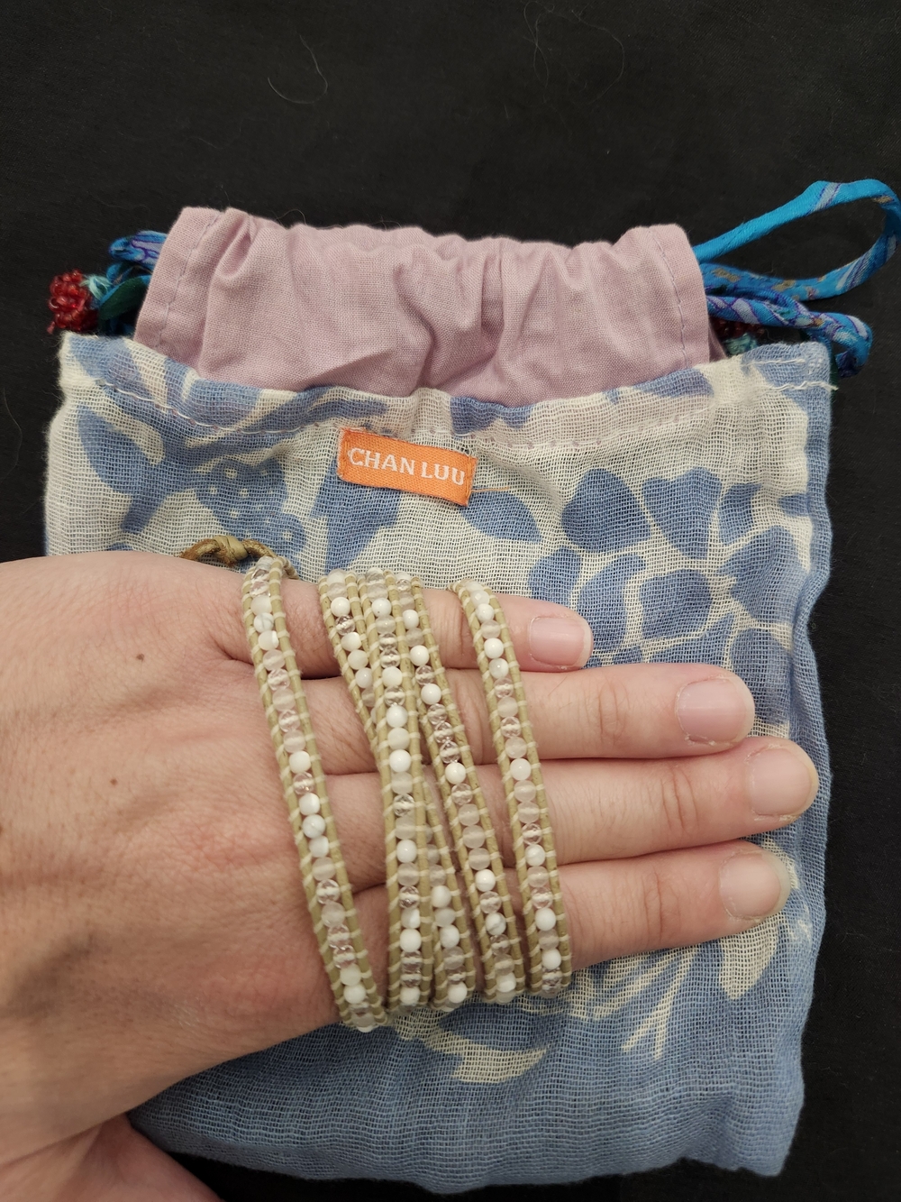 Chan Luu Beige Leather 5-Wrap Bracelet
